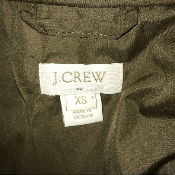 J. Crew quilted olive lightweight fall season puffer jacket size XS - Picture 7 of 8